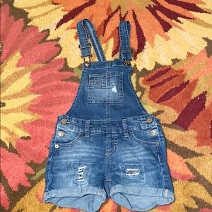 Justice distressed look short overalls!